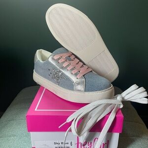 Corkys Sky Blue and Silver Star Sneakers